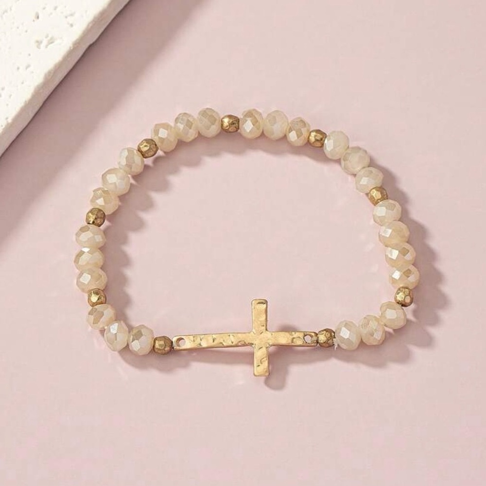 New Cross Beaded Bracelet, Gold